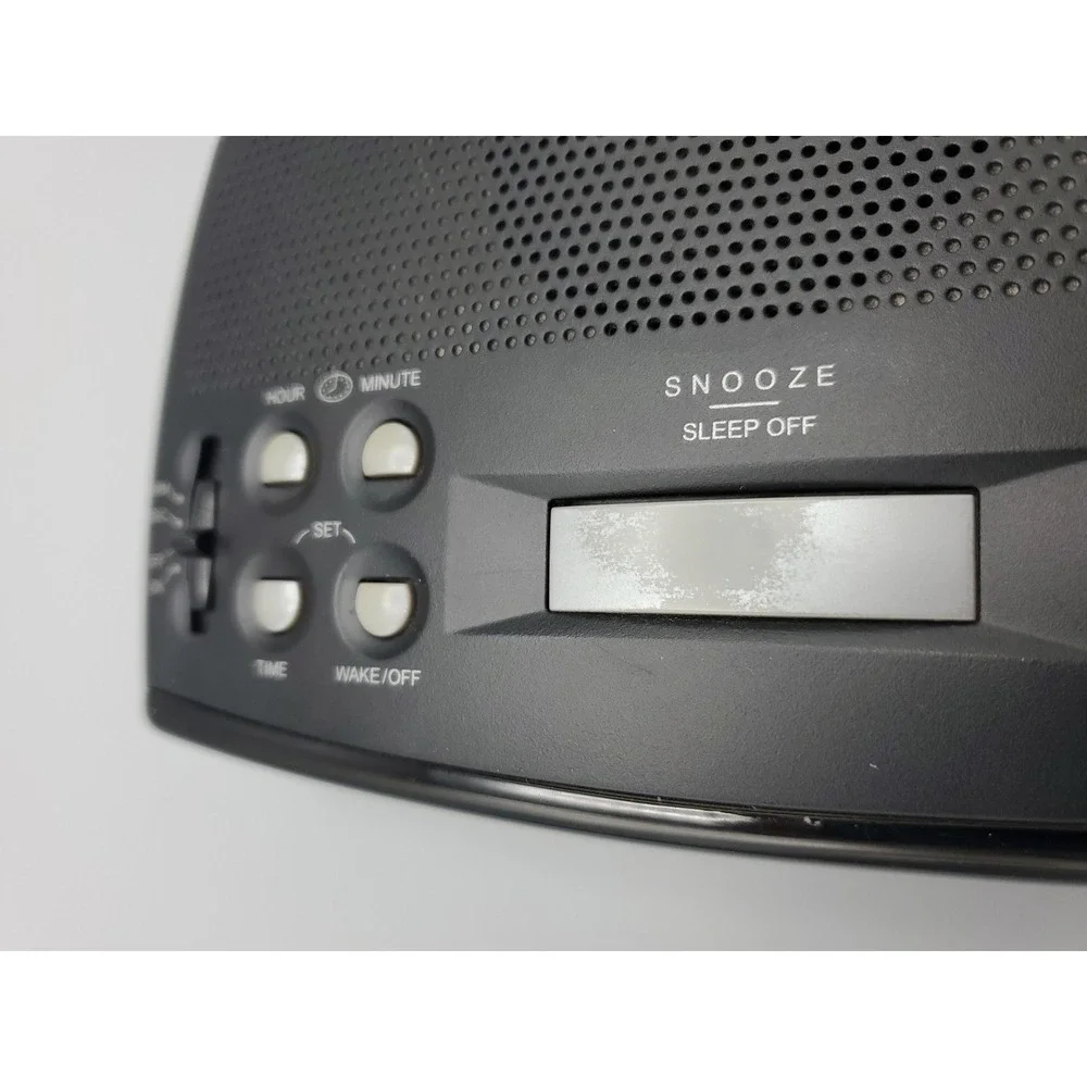 Vintage GE 7-4836B AM/FM Digital Alarm Clock Radio Snooze  Black Green LED Retro